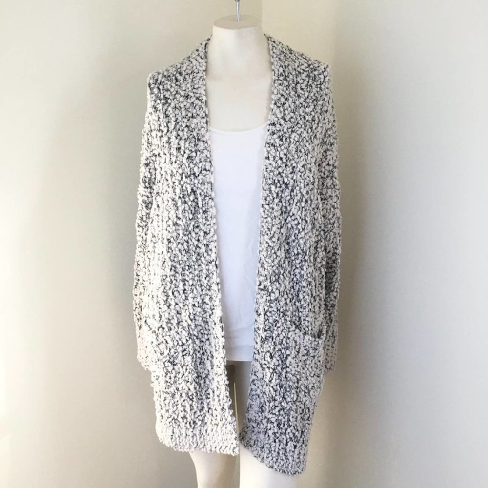 YOUNG FABULOUS & BROKE Boucle Popcorn Oversized Open Front Plush Cardigan SZ S/M